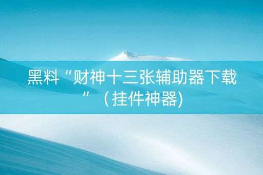 黑料“财神十三张辅助器下载”（挂件神器)