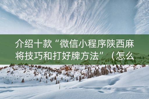 介绍十款“微信小程序陕西麻将技巧和打好牌方法”（怎么设置才能赢)