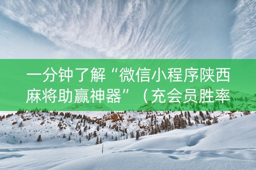 一分钟了解“微信小程序陕西麻将助赢神器”（充会员胜率高)