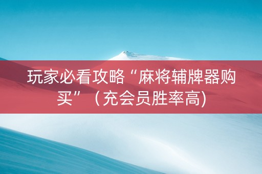 玩家必看攻略“麻将辅牌器购买”（充会员胜率高)