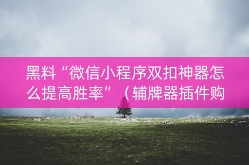 黑料“微信小程序双扣神器怎么提高胜率”（辅牌器插件购买)