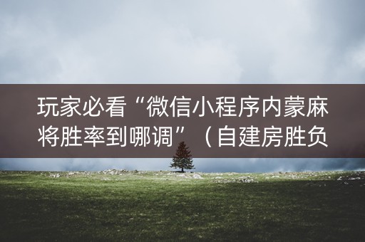 玩家必看“微信小程序内蒙麻将胜率到哪调”（自建房胜负规律)