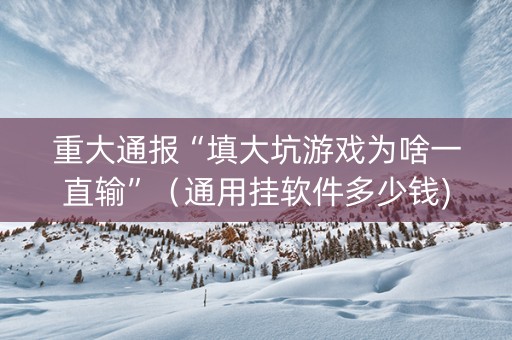 重大通报“填大坑游戏为啥一直输”（通用挂软件多少钱)