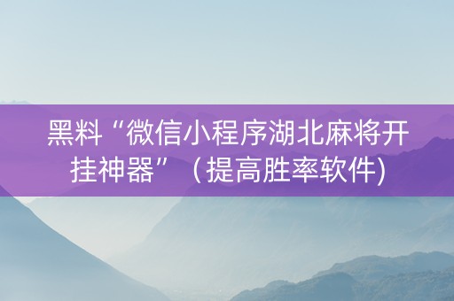 黑料“微信小程序湖北麻将开挂神器”（提高胜率软件)