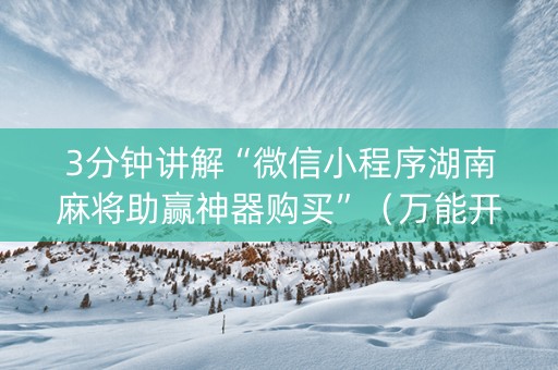 3分钟讲解“微信小程序湖南麻将助赢神器购买”（万能开挂神器)