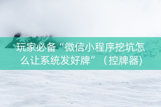 玩家必备“微信小程序挖坑怎么让系统发好牌”（控牌器)