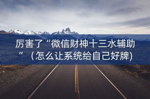 厉害了“微信财神十三水辅助”（怎么让系统给自己好牌)