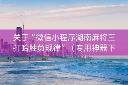 关于“微信小程序湖南麻将三打哈胜负规律”（专用神器下载)