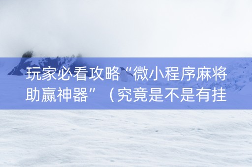 玩家必看攻略“微小程序麻将助赢神器”（究竟是不是有挂)