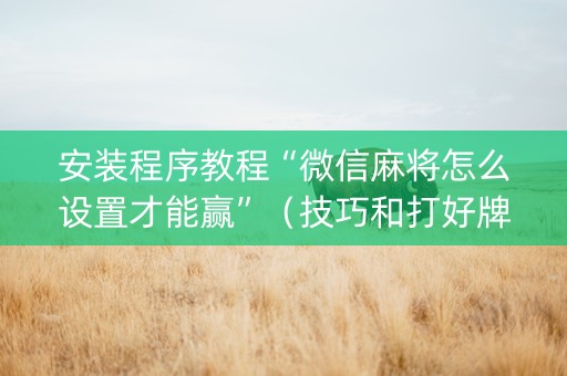 安装程序教程“微信麻将怎么设置才能赢”（技巧和打好牌方法)