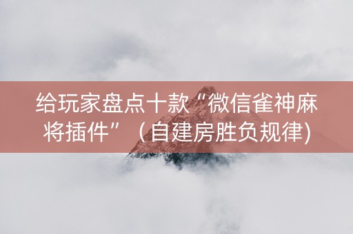 给玩家盘点十款“微信雀神麻将插件”（自建房胜负规律)
