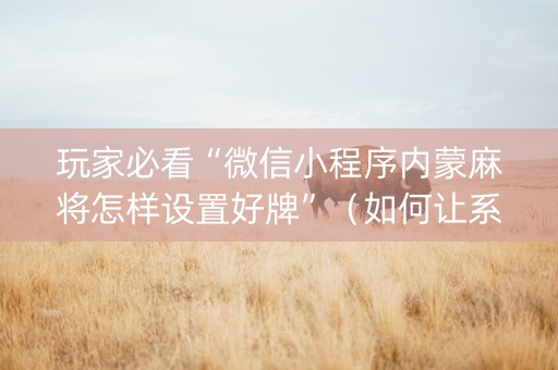 玩家必看“微信小程序内蒙麻将怎样设置好牌”（如何让系统发好牌)