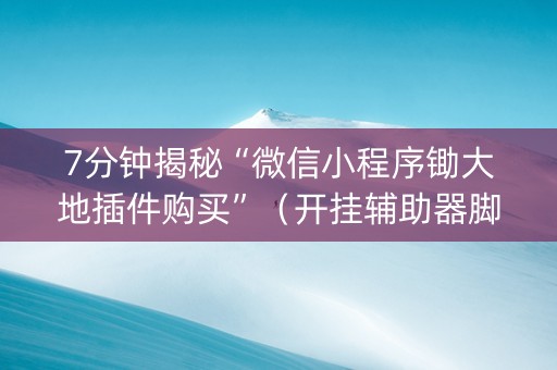 7分钟揭秘“微信小程序锄大地插件购买”（开挂辅助器脚本)