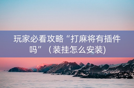 玩家必看攻略“打麻将有插件吗”（装挂怎么安装)