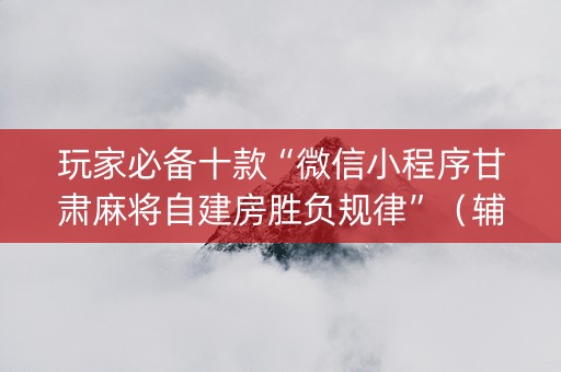 玩家必备十款“微信小程序甘肃麻将自建房胜负规律”（辅牌器插件购买)