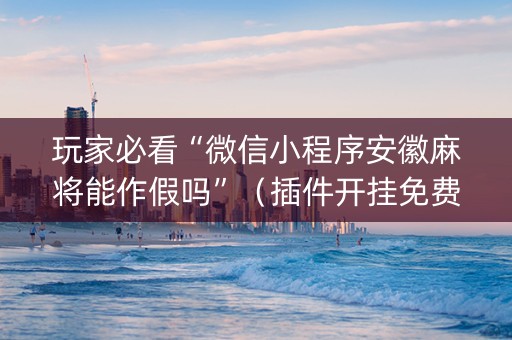 玩家必看“微信小程序安徽麻将能作假吗”（插件开挂免费AI)