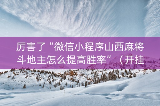 厉害了“微信小程序山西麻将斗地主怎么提高胜率”（开挂辅助脚本)