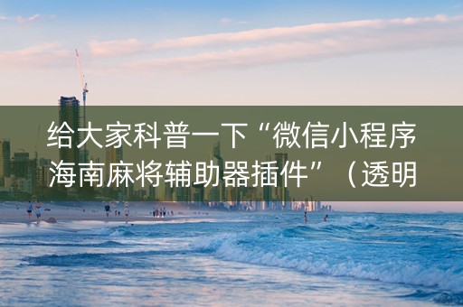 给大家科普一下“微信小程序海南麻将辅助器插件”（透明挂辅助器)