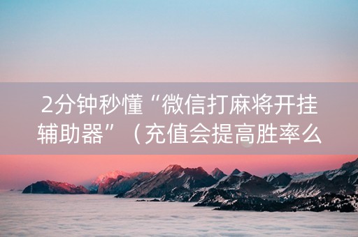 2分钟秒懂“微信打麻将开挂辅助器”（充值会提高胜率么)