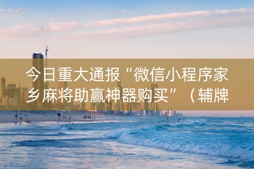今日重大通报“微信小程序家乡麻将助赢神器购买”（辅牌器插件购买)