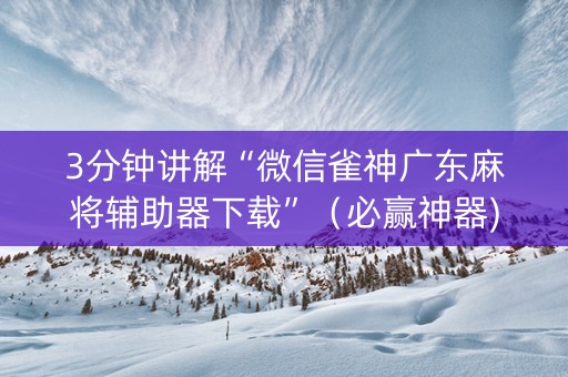 3分钟讲解“微信雀神广东麻将辅助器下载”（必赢神器)