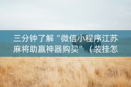 三分钟了解“微信小程序江苏麻将助赢神器购买”（装挂怎么安装)