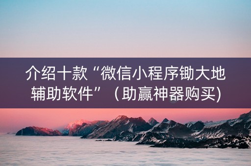 介绍十款“微信小程序锄大地辅助软件”（助赢神器购买)