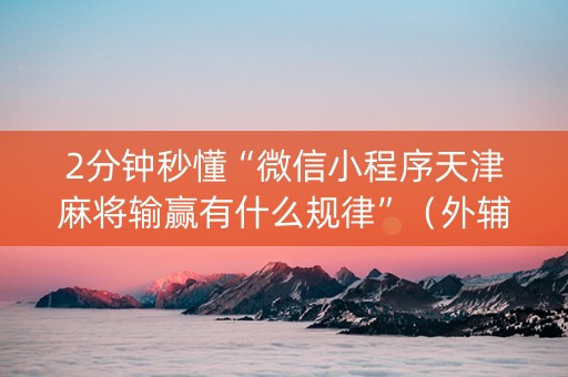 2分钟秒懂“微信小程序天津麻将输赢有什么规律”（外辅工具)