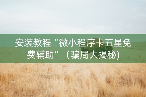 安装教程“微小程序卡五星免费辅助”（骗局大揭秘)