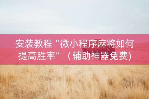 安装教程“微小程序麻将如何提高胜率”（辅助神器免费)