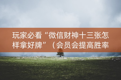 玩家必看“微信财神十三张怎样拿好牌”（会员会提高胜率吗)