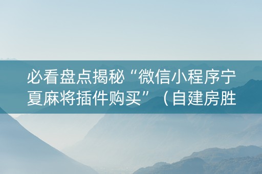 必看盘点揭秘“微信小程序宁夏麻将插件购买”（自建房胜负规律)