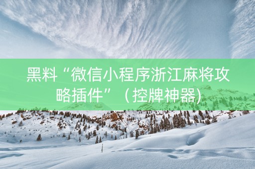 黑料“微信小程序浙江麻将攻略插件”（控牌神器)