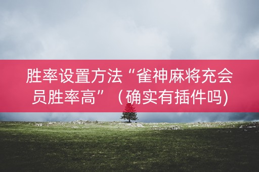 胜率设置方法“雀神麻将充会员胜率高”（确实有插件吗)