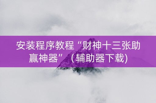 安装程序教程“财神十三张助赢神器”（辅助器下载)