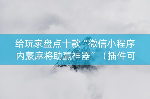 给玩家盘点十款“微信小程序内蒙麻将助赢神器”（插件可信吗)