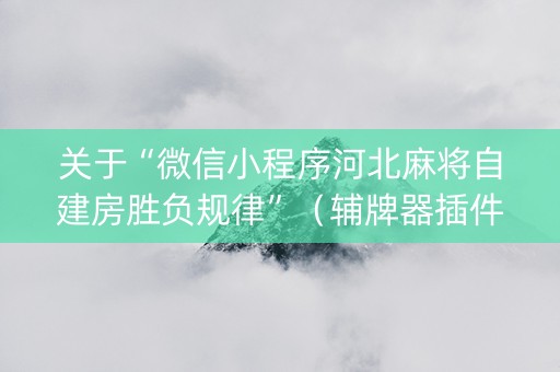 关于“微信小程序河北麻将自建房胜负规律”（辅牌器插件购买)