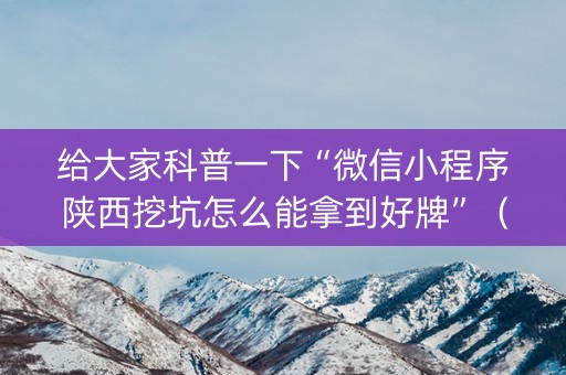 给大家科普一下“微信小程序陕西挖坑怎么能拿到好牌”（辅助器通用版)