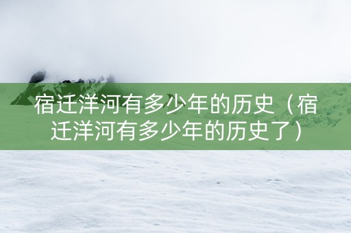 宿迁洋河有多少年的历史（宿迁洋河有多少年的历史了）