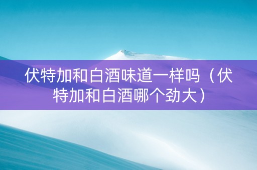 伏特加和白酒味道一样吗（伏特加和白酒哪个劲大）