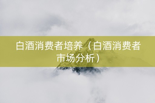 白酒消费者培养（白酒消费者市场分析）