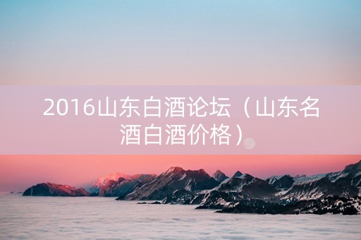2016山东白酒论坛（山东名酒白酒价格）