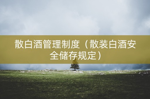 散白酒管理制度（散装白酒安全储存规定）