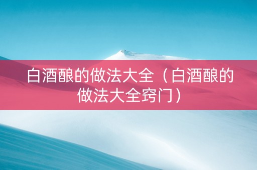 白酒酿的做法大全（白酒酿的做法大全窍门）