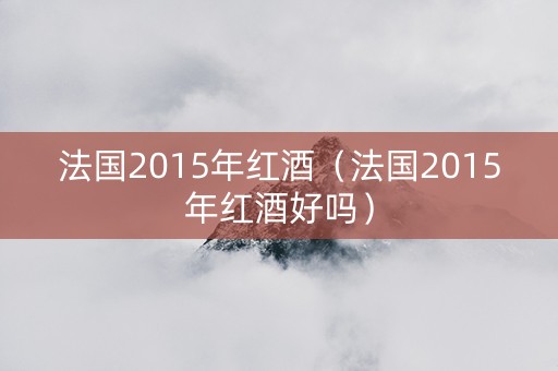 法国2015年红酒（法国2015年红酒好吗）