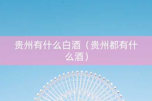 贵州有什么白酒（贵州都有什么酒）