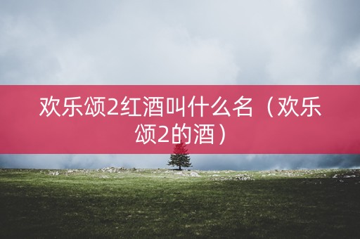 欢乐颂2红酒叫什么名（欢乐颂2的酒）