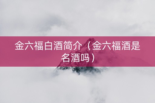 金六福白酒简介（金六福酒是名酒吗）