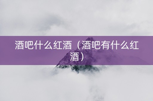 酒吧什么红酒（酒吧有什么红酒）
