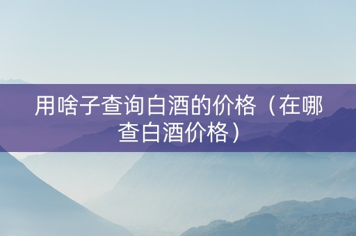 用啥子查询白酒的价格（在哪查白酒价格）